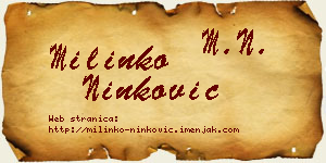 Milinko Ninković vizit kartica